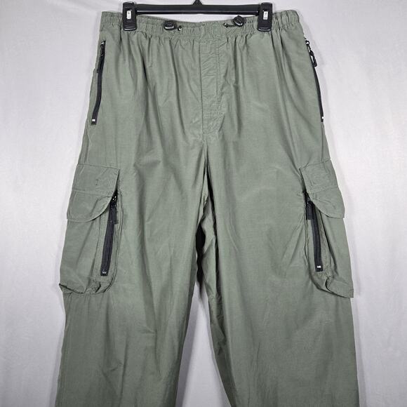 OPS Cargo Pants Men L Green Nylon All Terra Activewear Zip Pockets Hiking Trail - Picture 2 of 8